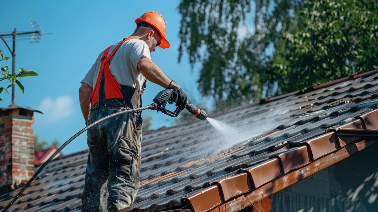 person doing roof cleaning services