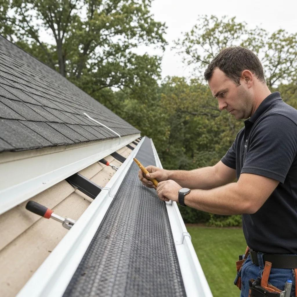 Gutter guard system being expertly installed on a Sydney home's roof to improve gutter cleaning outcomes