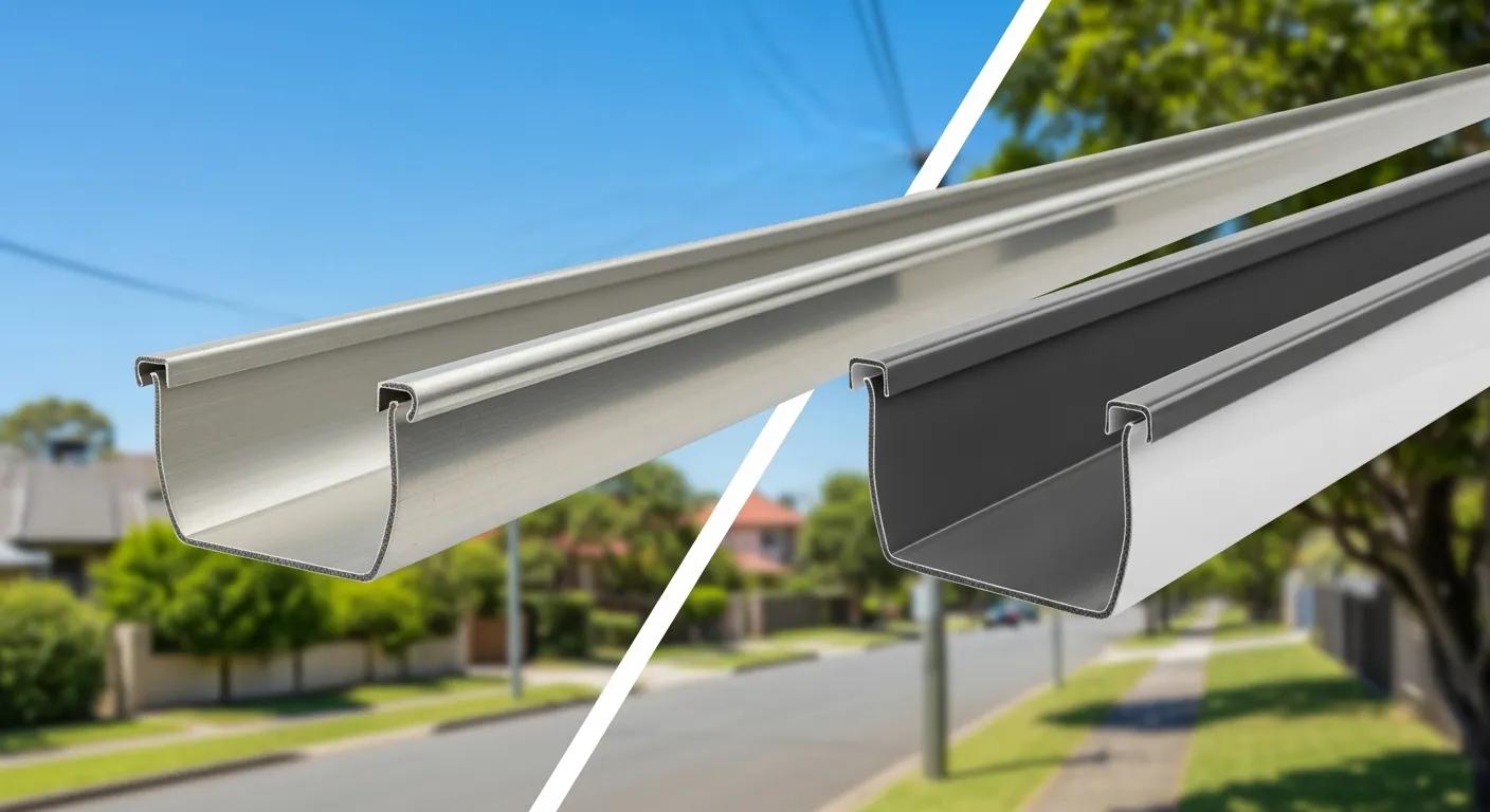 Samples of aluminium and Colorbond steel gutters suited to Sydney’s climate