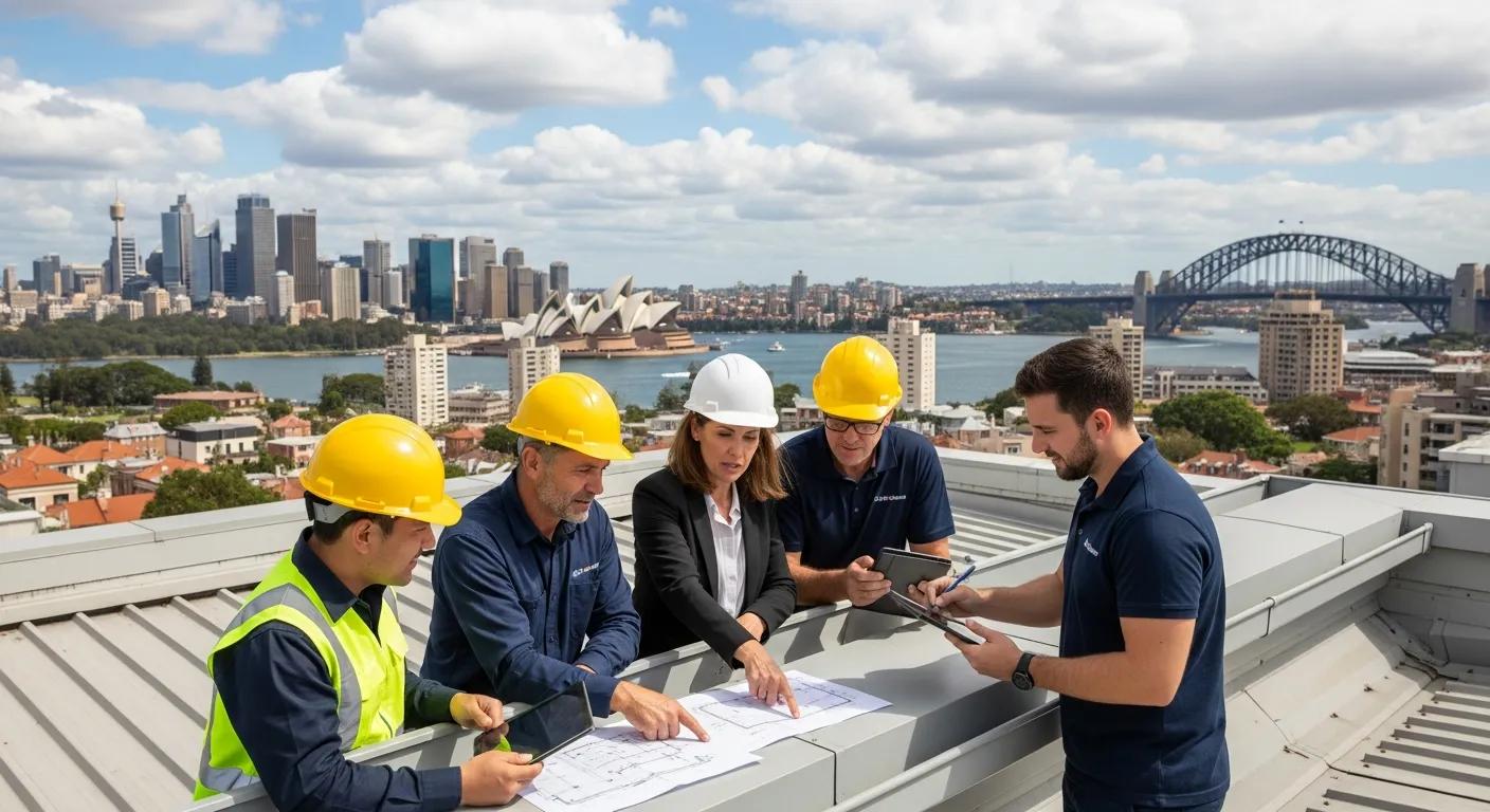 Team discussing strata gutter maintenance strategies in Sydney